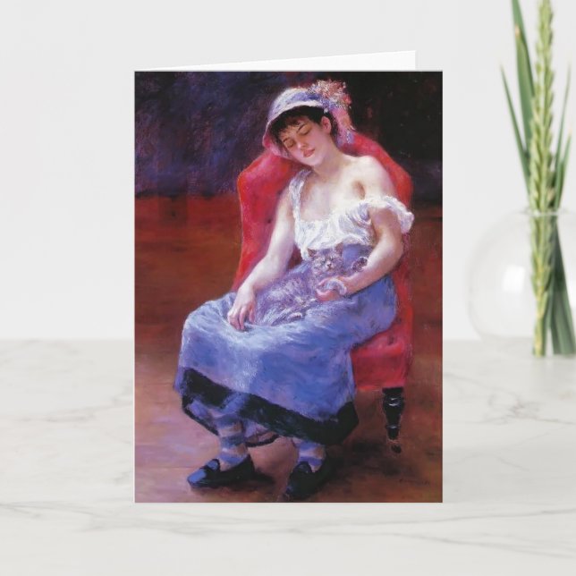 Pierre Renoir- Sleeping Girl (Girl with a Cat) Card (Front)
