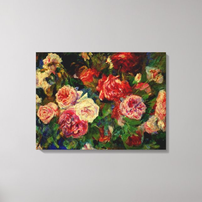 Pierre Renoir's painting, Roses, Canvas Print (Front)