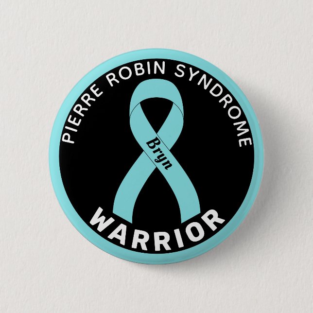 Pierre Robin Syndrome Warrior Ribbon Black Button (Front)