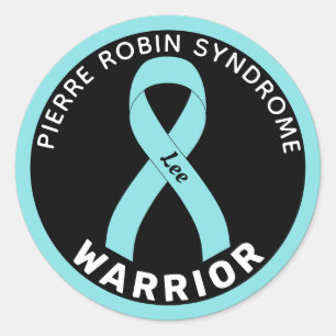 Pierre Robin Syndrome Warrior Ribbon Black Classic Round Sticker