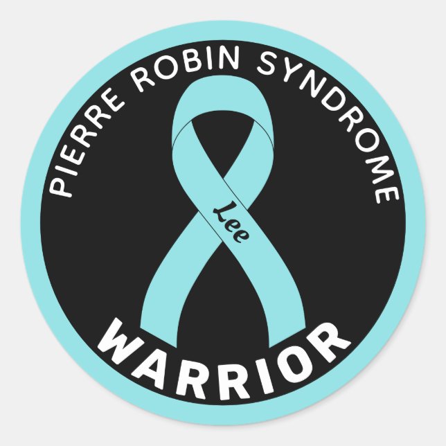 Pierre Robin Syndrome Warrior Ribbon Black Classic Round Sticker (Front)