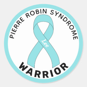 Pierre Robin Syndrome Warrior Ribbon White Classic Round Sticker