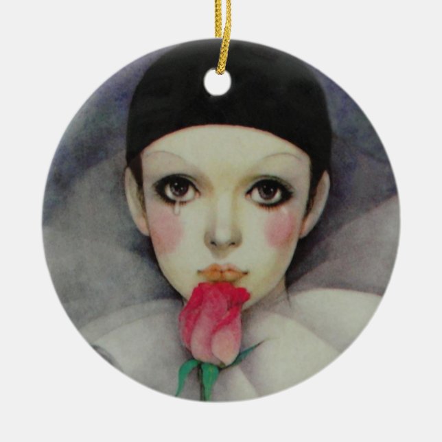 Pierrot 1980s ceramic tree decoration (Front)