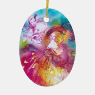 PIERROT AND ARLECCHINA / THIRD MASK CERAMIC TREE DECORATION