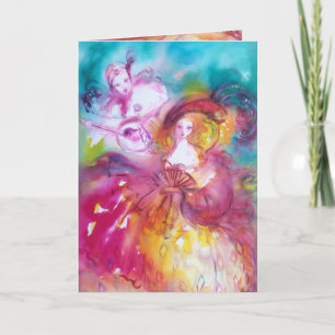 PIERROT AND ARLECCHINA  Valentine's Day Holiday Card