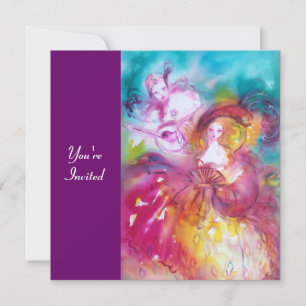 PIERROT AND ARLECCHINA Venetian Carnival, Invitation