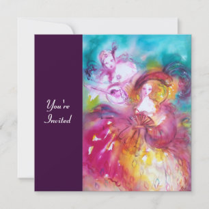 PIERROT AND ARLECCHINA Venetian Carnival, Invitation