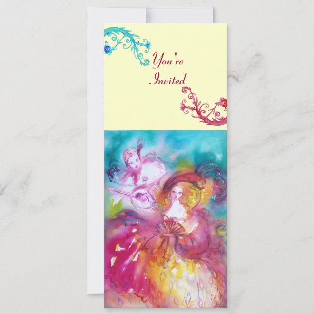 PIERROT AND ARLECCHINA Venetian Carnival, Invitation (Front)