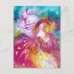 PIERROT AND ARLECCHINA Venetian Carnival, Postcard