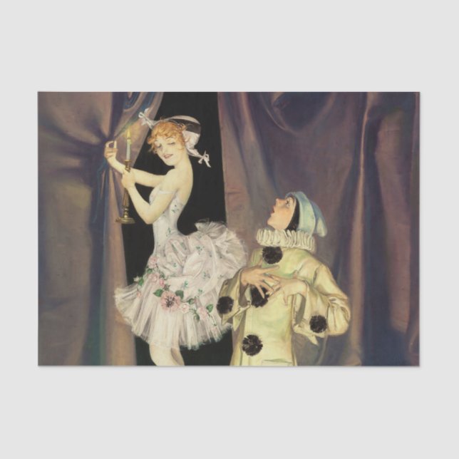 “Pierrot and Columbine” by FX Leyendecker Tissue Paper (Front)