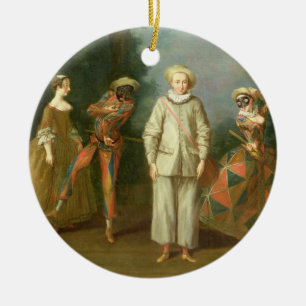 Pierrot and Harlequin Ceramic Tree Decoration