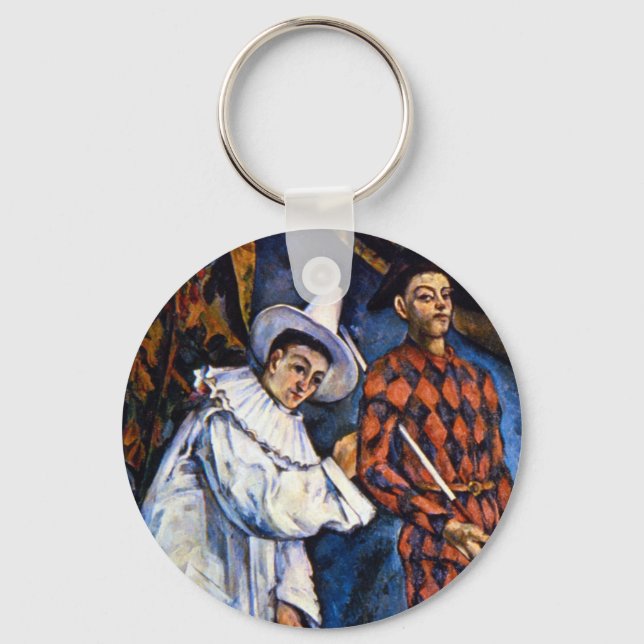Pierrot and Harlequin, Mardi Gras by Paul Cezanne Key Ring (Front)
