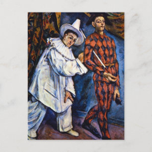 Pierrot and Harlequin, Mardi Gras by Paul Cezanne Postcard