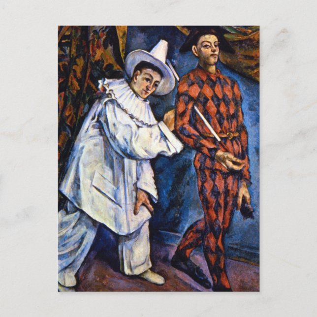 Pierrot and Harlequin, Mardi Gras by Paul Cezanne Postcard (Front)