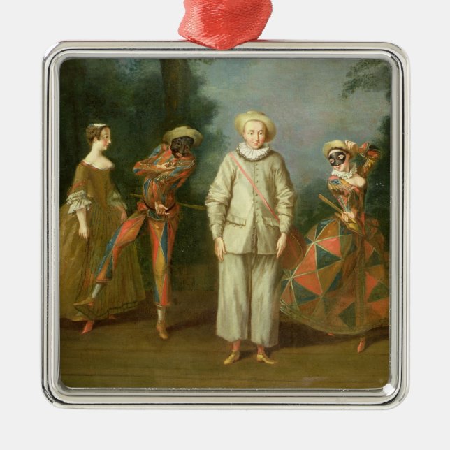 Pierrot and Harlequin Metal Tree Decoration (Front)
