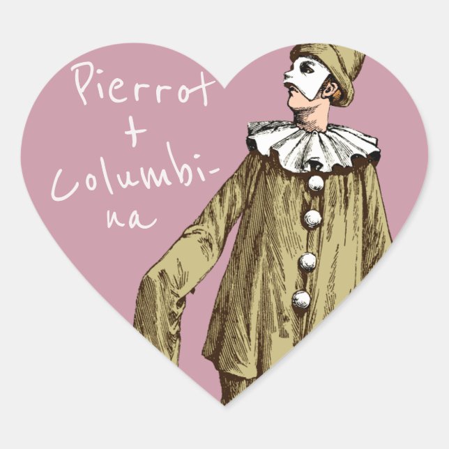 Pierrot + Columbina Love couples CC1078 Valentine Heart Sticker (Front)