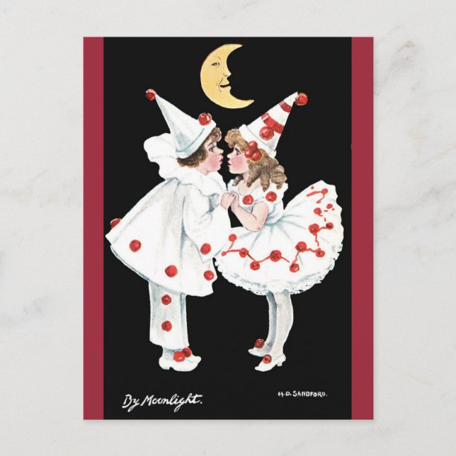 Pierrot Kids Children Clown Couple Postcard (Front)