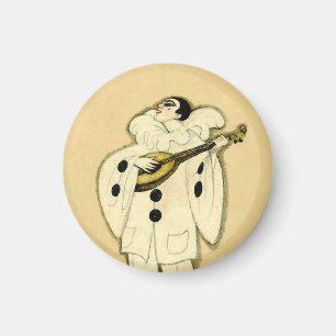 Pierrot Serenades a Crescent Moon by Sophia Chiost Magnet