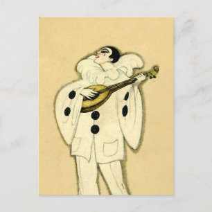 Pierrot Serenades a Crescent Moon by Sophia Chiost Postcard