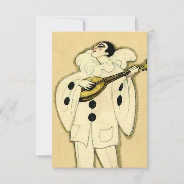 Pierrot Serenades a Crescent Moon by Sophia Chiost Thank You Card (Front)