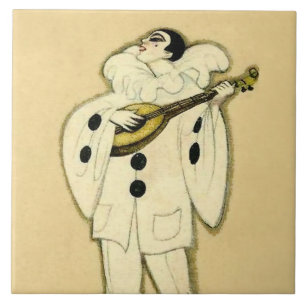 Pierrot Serenades a Crescent Moon by Sophia Chiost Tile