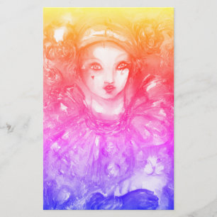 PIERROT WITH CAT / Mardi Gras Masquerade Party Stationery