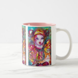 PIERROT WITH CAT / Venetian Masquerade Masks Two-Tone Coffee Mug