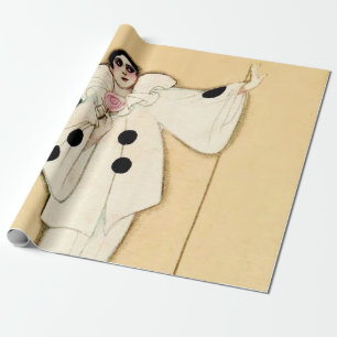 Pierrot With Pink Rose by Sophia Chiostri Wrapping Paper