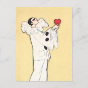 Pierrot With Red Heart by Sophia Chiostri Holiday Postcard