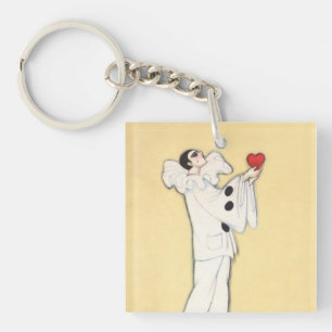 Pierrot With Red Heart by Sophia Chiostri Key Ring