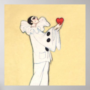 Pierrot With Red Heart by Sophia Chiostri Poster