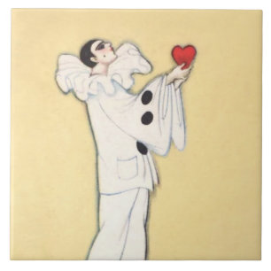 Pierrot With Red Heart by Sophia Chiostri Tile