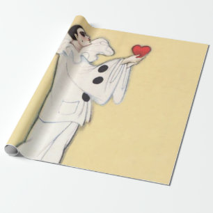 Pierrot With Red Heart by Sophia Chiostri Wrapping Paper