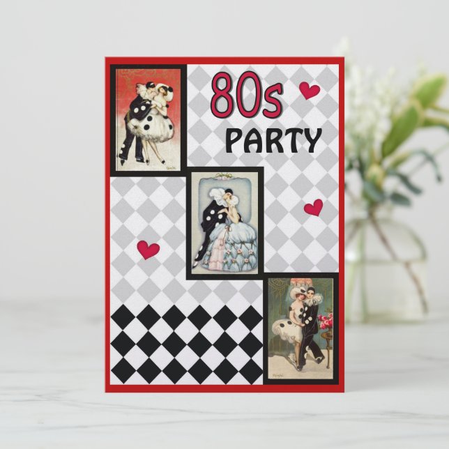 Pierrot's Masquerade Invitation (Standing Front)