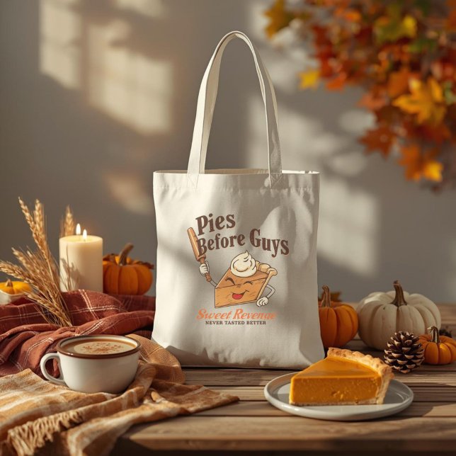 Pies Before Guys - Funny Thanksgiving Dessert Pun Tote Bag (Creator Uploaded)