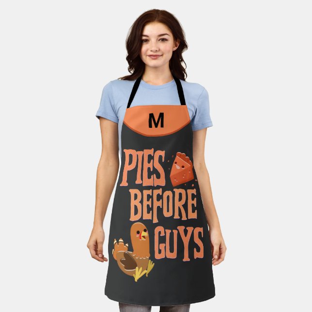 Pies Before Guys Monogram Fun Humourous Apron (Worn)