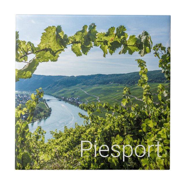 Piesport Moselle Grapes Vintage Vines Souvenir Tile (Front)