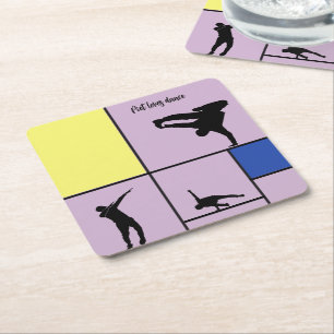 Piet Loves Dance Mondrian Street Hiphop Style Square Paper Coaster