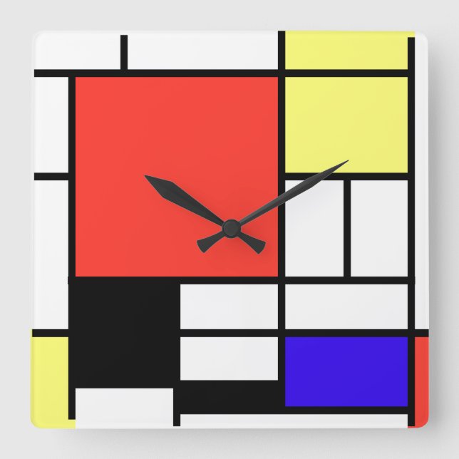 Piet Mondriaan , 1926 Composition Square Wall Clock (Front)