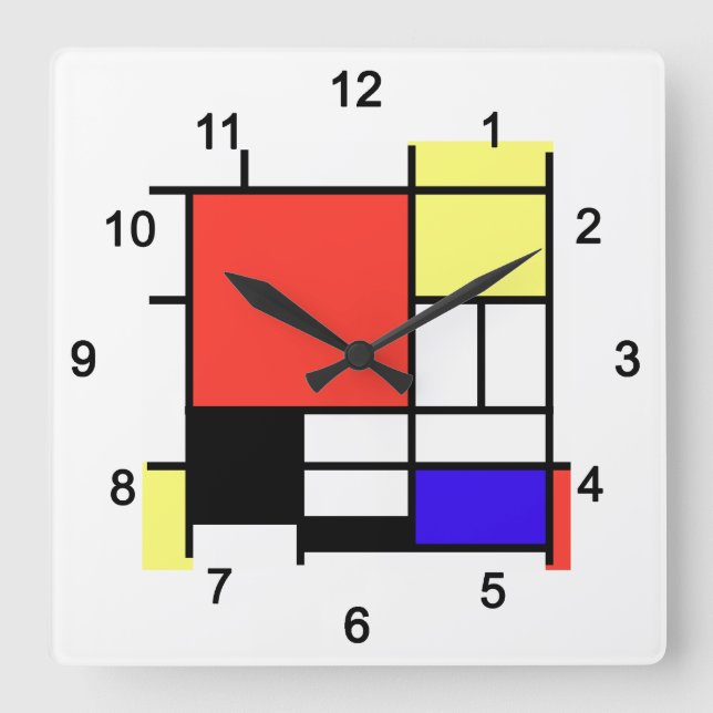 Piet Mondriaan , 1926 Composition Square Wall Clock (Front)