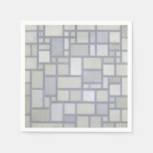 Piet Mondrian Abstract Geometric Grey Grid Art Napkin