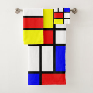 Piet Mondrian Art Style Modern Bright Colourful Bath Towel Set