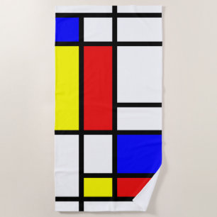 Piet Mondrian Art Style Modern Bright Colours Beach Towel