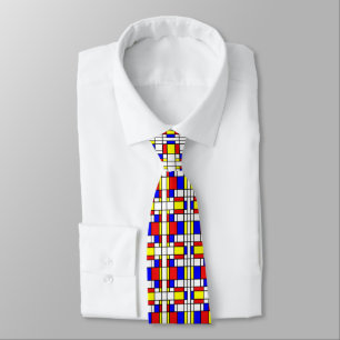Piet Mondrian Art Style Modern Bright Colours Tie