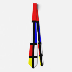 Piet Mondrian Art Style Modern Bright Colours Tie
