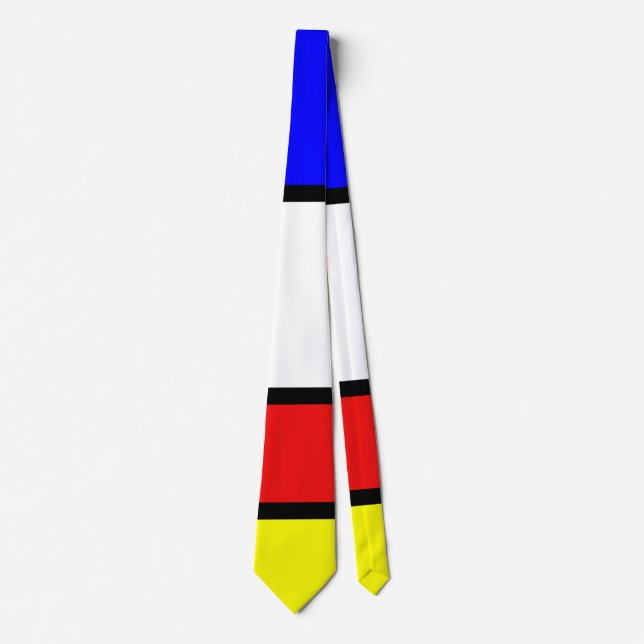 Piet Mondrian Art Style Modern Bright Colours Tie (Front)