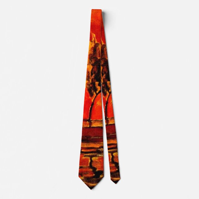 Piet Mondrian art, Trees by the Geine at Moonrise Tie (Front)