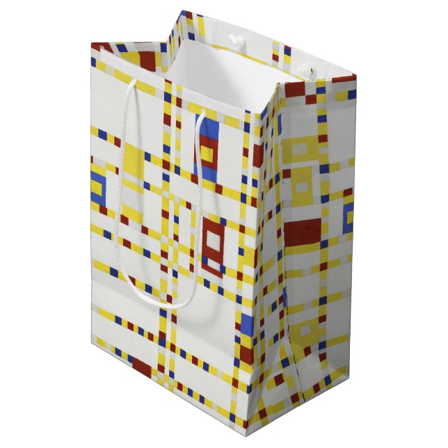 Piet Mondrian Broadway Boogie Woogie Abstract Art Medium Gift Bag (Front Angled)