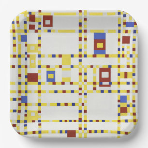 Piet Mondrian Broadway Boogie Woogie Abstract Art Paper Plate