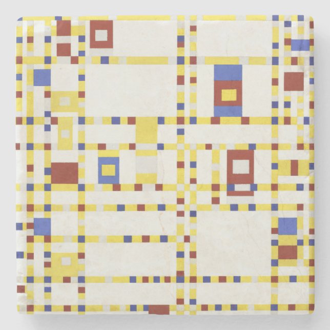 Piet Mondrian Broadway Boogie Woogie Abstract Art Stone Coaster (Front)